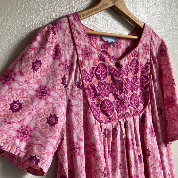 Vintage Only Necessities Floral Caftan Mumu House Dress Boho Pockets sz 22/24 - Picture 2 of 13